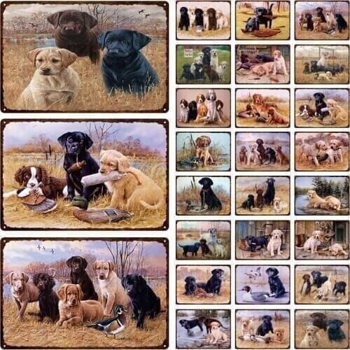 Animals Dogs Tin Poster Retro Metal Sign Plaque Living Room Home Animal Shelter Pet Shop Tin Poster Decoration Iron Painting