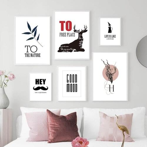 Nordic Posters And Prints Wall Art Canvas Painting Black White Elk Quotes Wall Pictures For Bed Room Living Room Home Decoration