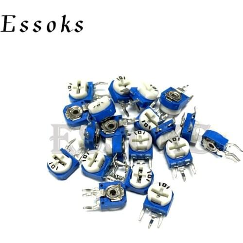 10pcs RM063 RM-063 100 200 500 1K 2K 5K 10K 20K 50K 100K 200K 500K 1M ohm 100R Trimpot Trimmer Potentiometer variable resistor