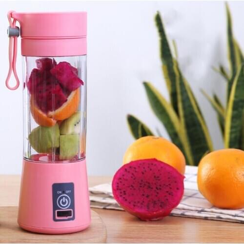 Portable 380ml Electric Fruit Juicer USB Rechargeable Mini Juicer Multi-function Cup Fruit Mixing Machine 6 Blades for Outdoor