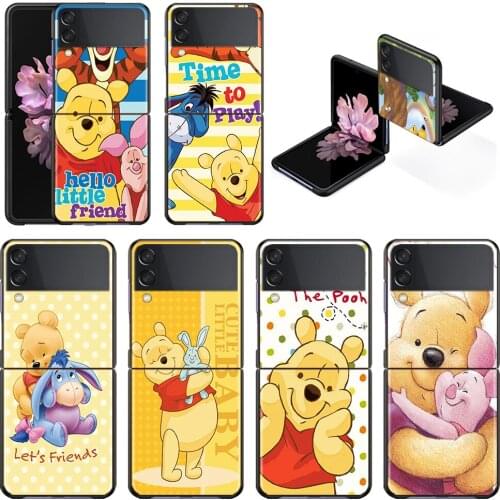 Disney Winnie the Pooh Shockproof Cover for Samsung Galaxy Z Flip Flip3 5G Black Phone Case Shell Hard Fundas Coque Capa