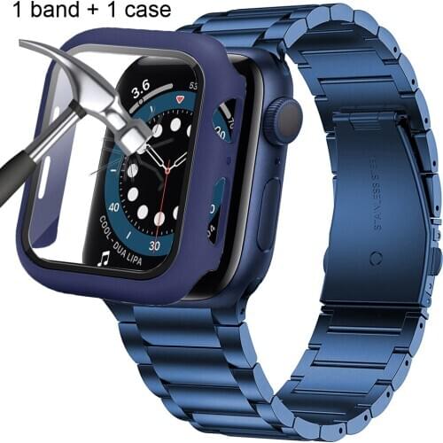 For apple watch 6 band + case 44mm 40mm series 5 4 se strap + Tempered Glass Screen Protector case for iwatch 3 42mm 38mm correa