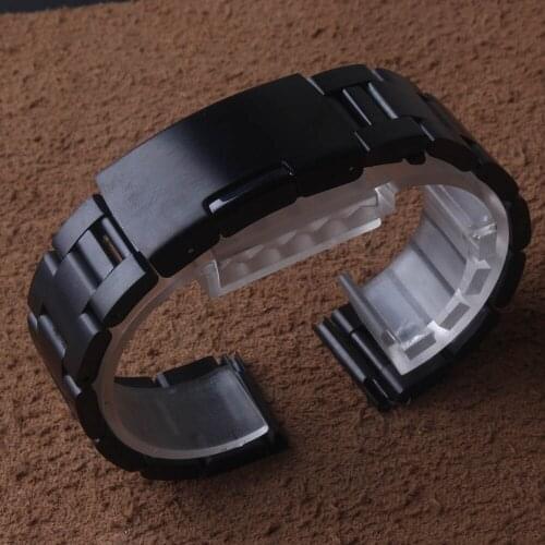 Stainless Steel Strap watch band 18mm 20mm 22mm solid link bracelet Watchband for Smart Watch metal wrist belt matte Black hot