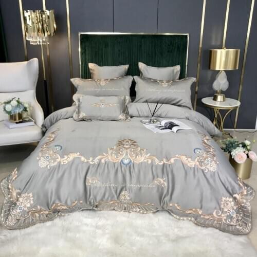 Luxury Royal Cotton Satin Bedding Set King Queen Size Silky Soft Duvet Cover Bed Fitted Sheet Set Wedding Bedspread Pillow shams