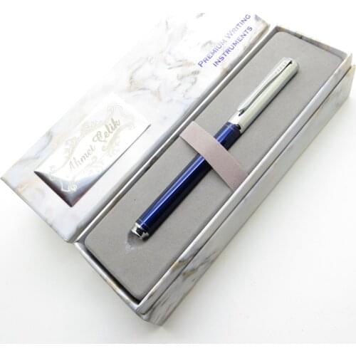 Wings Marble R216 Navy Blue Chrome Roller Pen | İsme Special Pen | Gift Pen