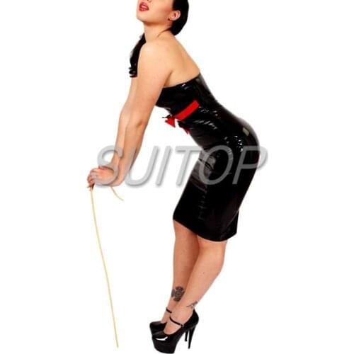 Sexy style for adult sleeveless sexy rubber latex long black dresses