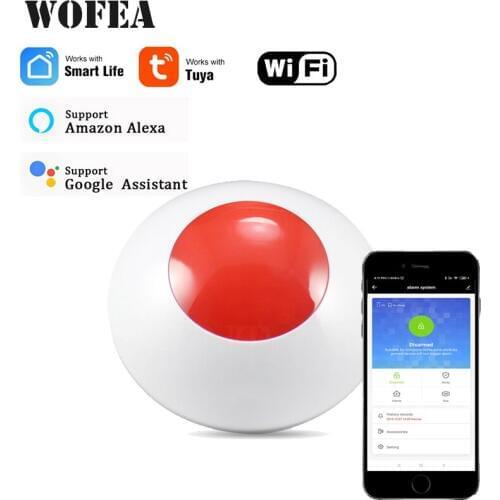 Wofea wifi smart flash siren Strobe Siren work with tuya Compatible with Alexa Google Home 110dB