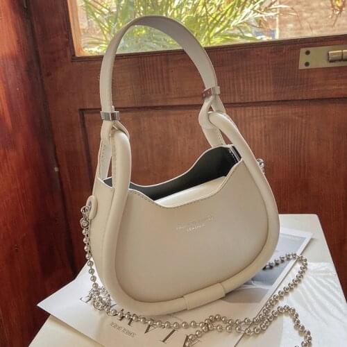 Crossbody Bag for Girls Solid Color Casual Hobos Bags Designer Brand Female Shoulder Bag Sac Women Leather Handbags Chains 2021