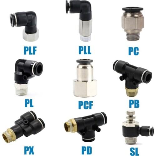 4mm 6mm 8mm 10mm 12mm Tube To M5 1/8" 1/4" 3/8" 1/2" BSP Male Female Thread Black Air Pneumatic Pipe Fitting Quick Connector