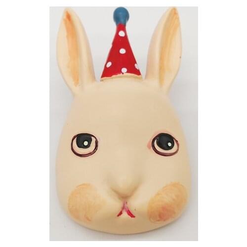 Vintage Resin Rabbit Brooch Hand Painted Circus Rabbits Animal Badge Gothic Pin Jewelry Unique