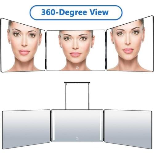 3 Way Make Up Mirror Self Hairdressing Mirror Adjustable Mirror Three-fold Mirror Hair Cutting And Styling DIY Haircut Tool