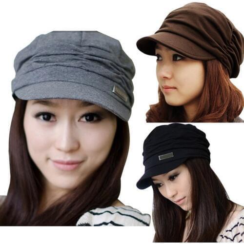 Women Fashion Pleated Peaked Cap Hat Casual Travel Sunhat Women Peaked Cap Slouchy Girls Pleated Sunhat Hat
