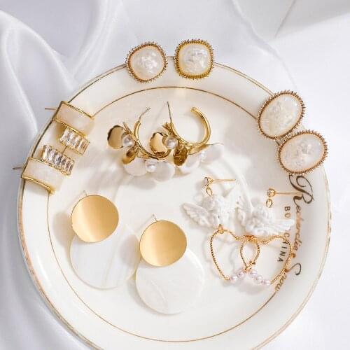 AENSOA 2021 Geometric Acrylic Crystal Drop Earrings For Women Trendy Elegant Flowers Shell Earrings Party Travel Jewelry Gifts