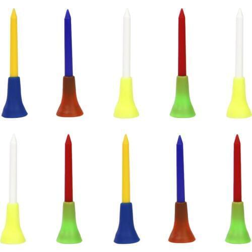 10 Pieces Random Color 70mm Tees Rubber Cushion Top Golf Tees Golf Accessories
