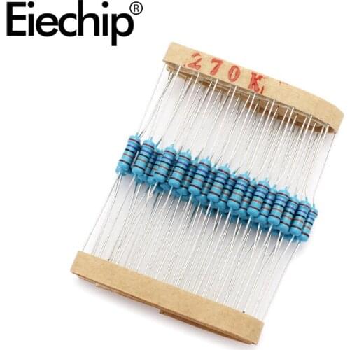 100pcs/lot 0.5W 1 ohm 1% Metal film resistor 1/2W resistance 270K Electronic resistors