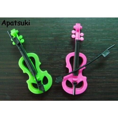2pcs/lot Kids Toy Play House Plastic Toy Violin For Barbie Doll Dreamhouse For Monster High 1/6 BJD Dolls Accesssories Girl Gift