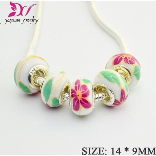 2016 10PCS murano Hot Sale 14MM Big Hole Beads Charms Fit Jewelry DIY Bracelet FREE SHIIPING berloques pulseira TK012