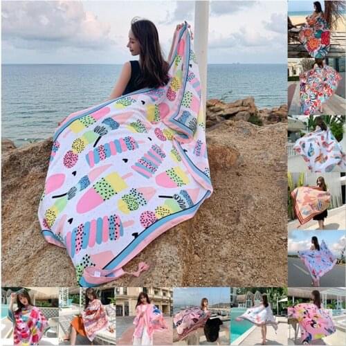 2021 New 90x180cm Twill cotton Summer Beach Dress Bikini Cover-ups Sarong Wrap Scarf Women Brazilian Swimsuit Bathing Cover Up