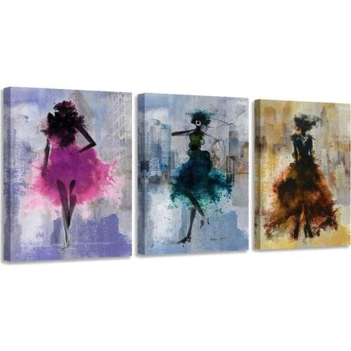 3pcs diy diamond painting Abstract african dancing woman full square round drill diamond embroider for 2021 New arrivals gift