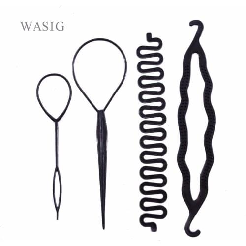 4Pcs/Set Magic Hair Braiding Twist Curler Styling Set Hairpin Holding Hair Braider Pull Hair Needle Ponytail DIY Tool