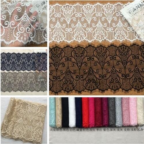 6M/Lot 14Colors 18CM Wide Exquisite Eyelash Lace Trim Wedding Dress Veil Diy Lace Fabric Craft Clothing Skirt Materials