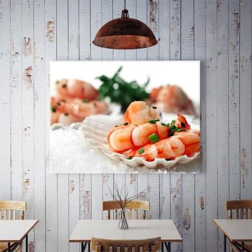 60x40cm Delicious Chives Shrimp Hanging Painting Home Background Wall Food Theme Wall Decoration