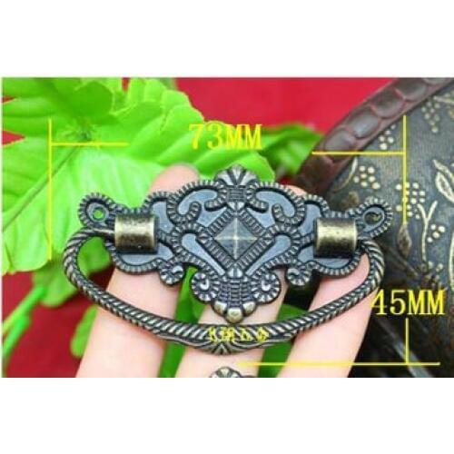 A3 Hardware supplies Vintage cabinet drawer handles knobs jewelry wooden box pulls Zinc alloy furniture handles 73mm*45mm