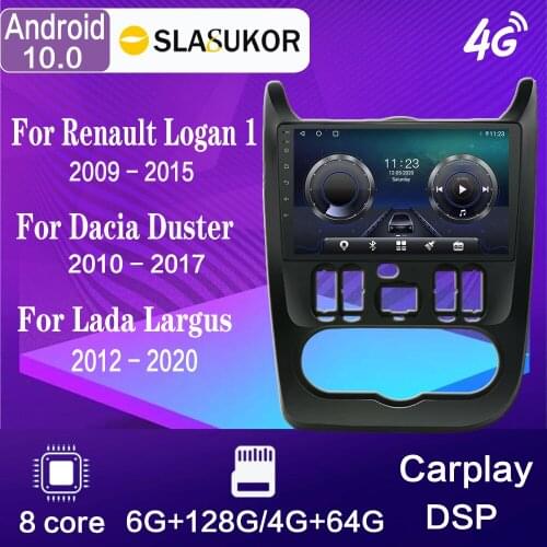 Android 10 Car Radio For Renault Logan 1 Sandero 2009-2015 For Dacia Duster 2010-2017 For Lada Largus 2012-2020 GPS DVD CarPlay