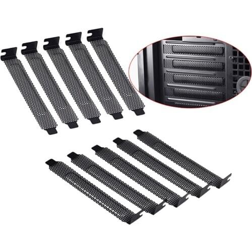 Black Hard Steel Dust Filter Blanking Plate PCI Slot Cover no Screws 10Pcs/lot