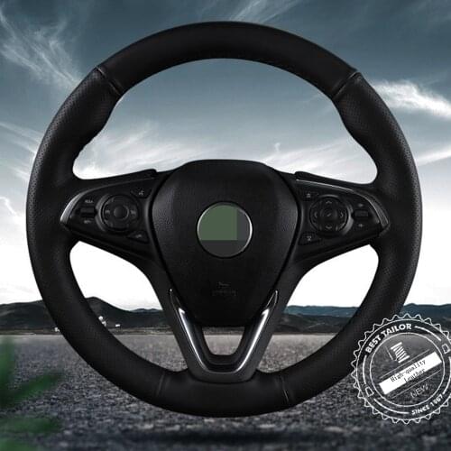 DIY Black Faux Leather Steering Wheel Cover For Buick Envision 2014-2015-2016-2017 Wear-resistant Comfortable And breathable