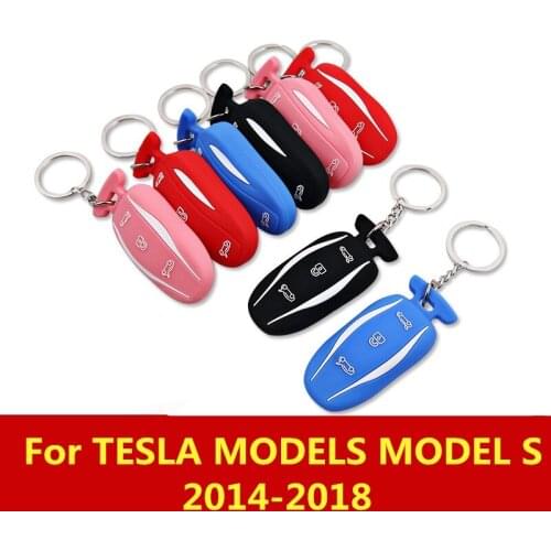 For TESLA MODELS MODEL S 2014-2018 Car Key Cover Zinc Alloy+Leather Case Bag Keychain Skin Set Car accessories Auto Accessories