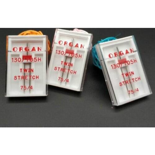 Organ Needles 130/705H Twin needle For Stretch Knitting Fabric Domestic Sewing Machine 75/4MM Twin Needle