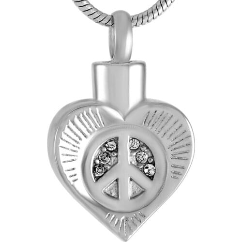 IJD9531 Crystal Peace In My Heart Cremation Ashes Necklace steel/Gold/Rose Gold Stainless Steel Memorial Urn Jewelry For Human