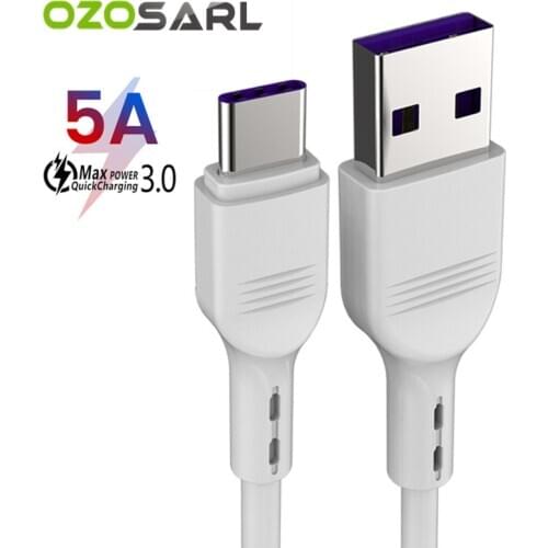 5A USB C Cable Super Charging USB Type C Cable for Huawei Mate 30 Pro P30 QC 3.0 Fast Charger Data Cable TPE USB C Cord