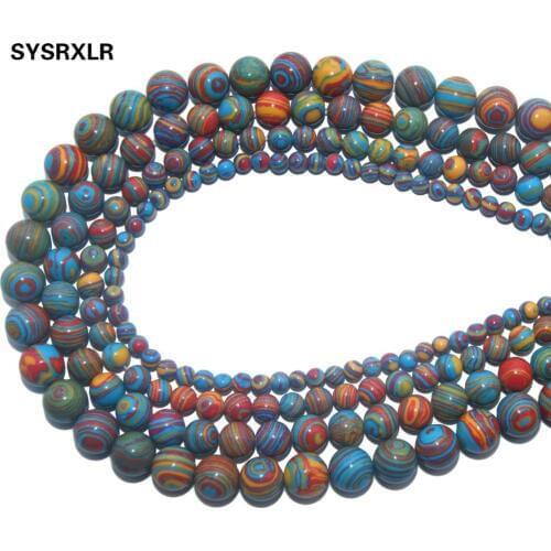 Wholesale Natural Stone Red Lace Malachite Round Loose Beads For Jewelry Making DIY Bracelet Necklace Material 4 6 8 10 12 MM