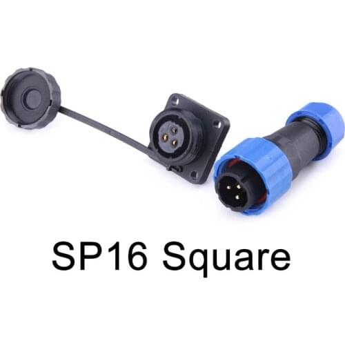 SP16 IP68 Square Waterproof Connector Plug & Socket Male And Female2 3 4 5 6 7 9 Pin Aviation Connectors Plug