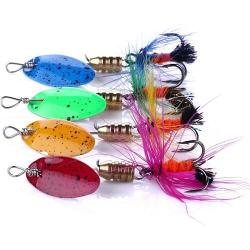 Metal Fishing Lure Rotated Sequin Spoon Lure Fishing Tackle Japan Hard Bait SpinnerBait Isca Artificial Feather Hook