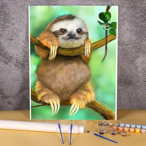 Animal Sloth DIY Painting By Numbers Set Oil Paints 40*50 Oil Painting Home Decoration For Wholesale