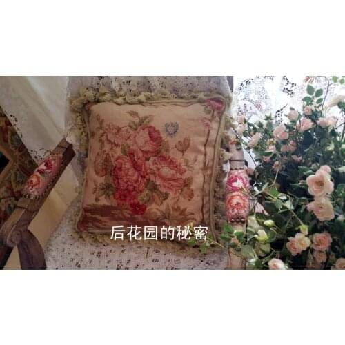 Needlepoint pillows [special] All Wool Handmade Velvet Embroidery Cushion Cover