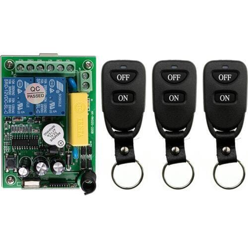 New AC220V 2CH 10A Remote Control Light Switch Relay Output Radio Receiver Module and 3 pcs Belt buckle Transmitter