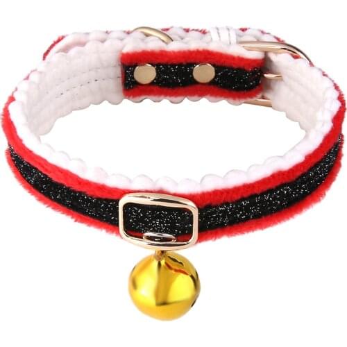 Pet Collar Red Cat Small Dog Collar Padded Jeweled Kitten Collar with Sash Small Bell Cat Accesorios Para Gatos for Christmas
