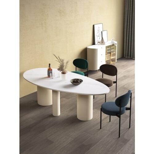 Special shaped rock plate dining table and chair combination oval Nordic home high-end personality marble dining table