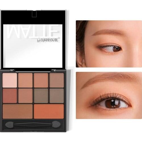 10-color Matte Eyeshadow Palette With Brush Waterproof Smudge-proof Long Lasting Colorfast Eye Shadow
