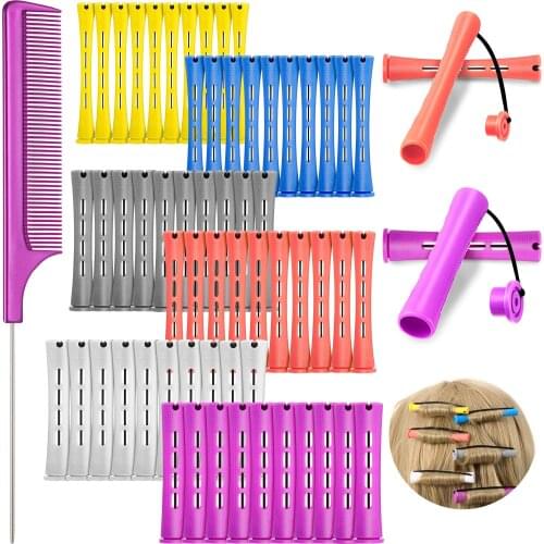 Perm Rods and 60 Pieces 6 Sizes Hair Rollers with Hair Cold Wave Rods Hair Curler for Women Long Short Hair DIY Styling Tools