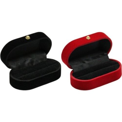 Portable Double Rings Box Display Jewelry Holder Wedding Engagement Ring Case F3MD