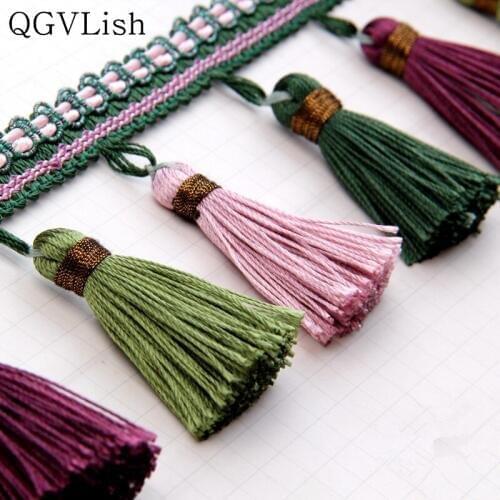 QGVLish 12M/lot Curtain Tassel Fringe Lace Trims DIY For Sofa Tablecloth Curtain Fabrics Curtain Accessories Lace Ribbon Decor