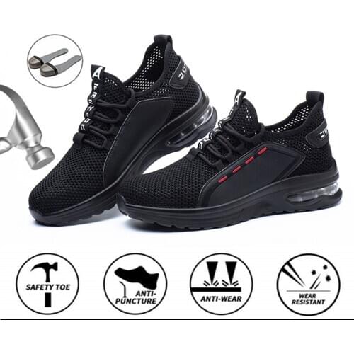 Work Shoes Breathable Steel Toe Boots Lightweight Air-cushion Safety Work Shoes Anti-slippery For Men Women Work Sneaker