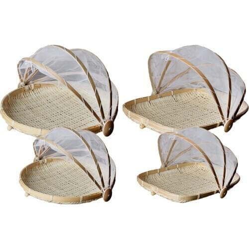 Various Picnic Basket Bamboo Food Tent Outdoor Patio Mesh Food Cover Serving