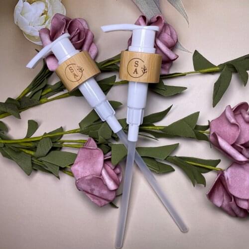 Engraving logo Natural Bamboo Lids Wooden Screw Caps For Cosmetic Packaging Bottle Dropper Lids Lotion Pump Spray Top 24mm 28mm