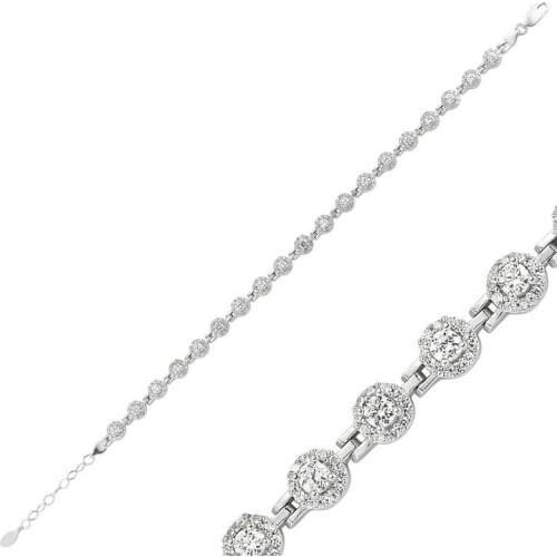Silverlina Silver White Cubic Zirconia Water Ways Women 'S Bracelet